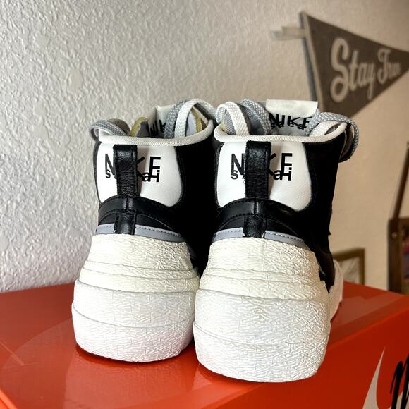 Nike Blazer Mid sacai Black Wolf Grey Mens Size 10 Womens Size 11.5 BV0072 002 - Picture 6 of 16